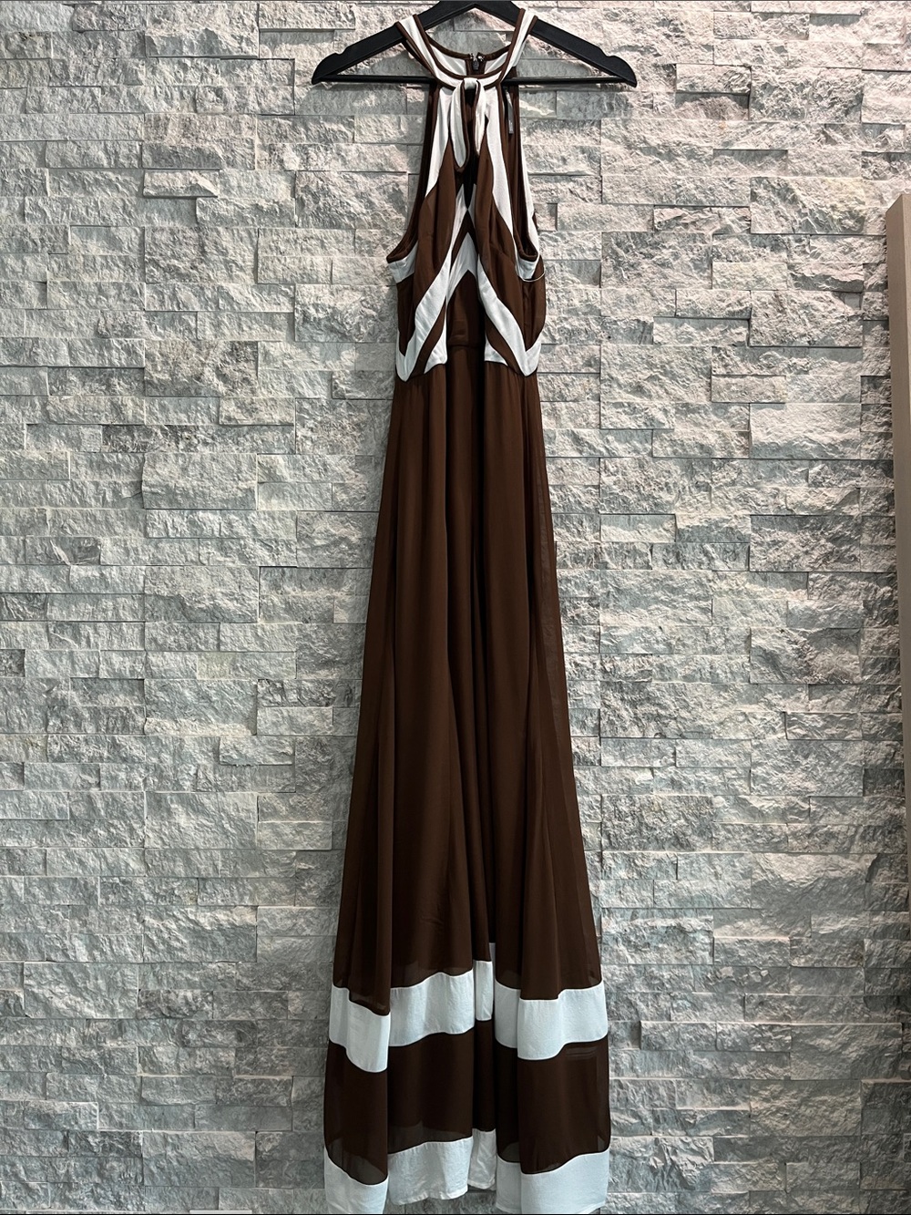Anthropologie BrownHalter Maxi Dress Sz-6 - Picture 5 of 15